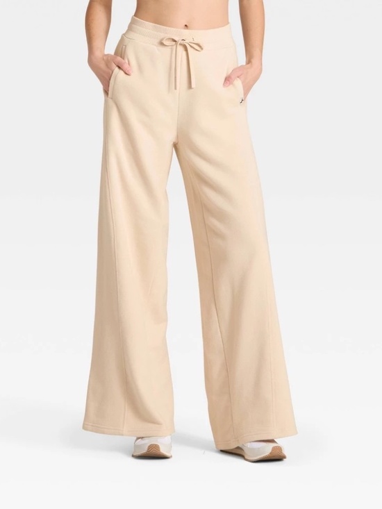 JoyLab Pants - Women's French Terry Wide Leg Sweatpants - JoyLab™ Tan XXL